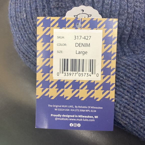 MUK LUKS Men's Morty Ragg Wool Slipper Sock, Denim size large - Picture 7 of 9